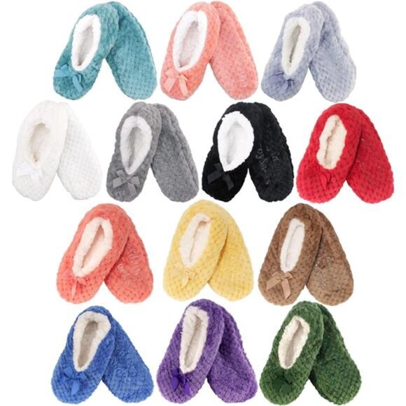Adult Super Soft Warm Cozy Fuzzy Soft Touch Sleeper Slippers Non-Slip Lined Sock - Picture 6 of 7